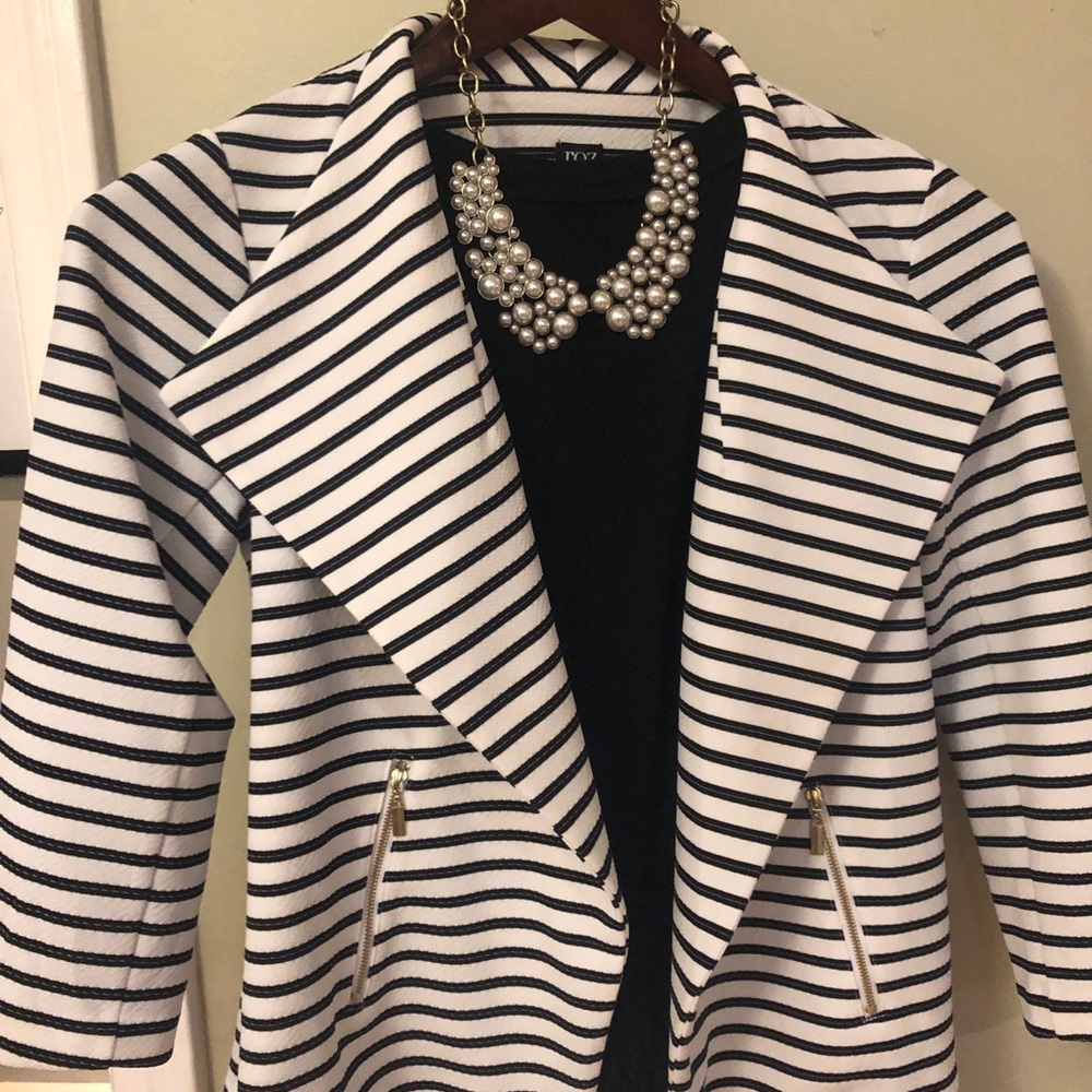 Black and white striped blazer
